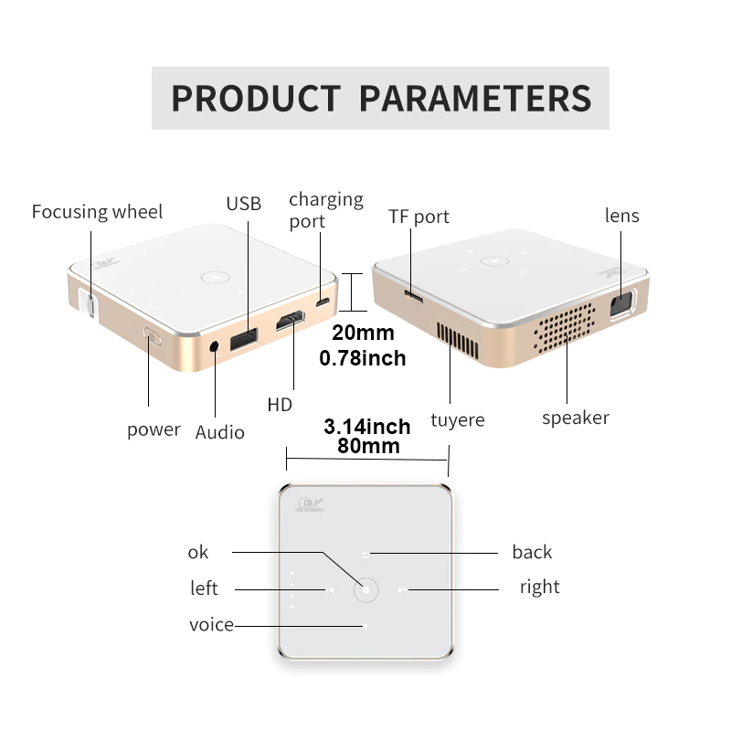 Портативный мини проектор Beamer PR57002 для домашнего кинотеатра 16:9 MicroSD USB 2500 mAh Белый - фото 2