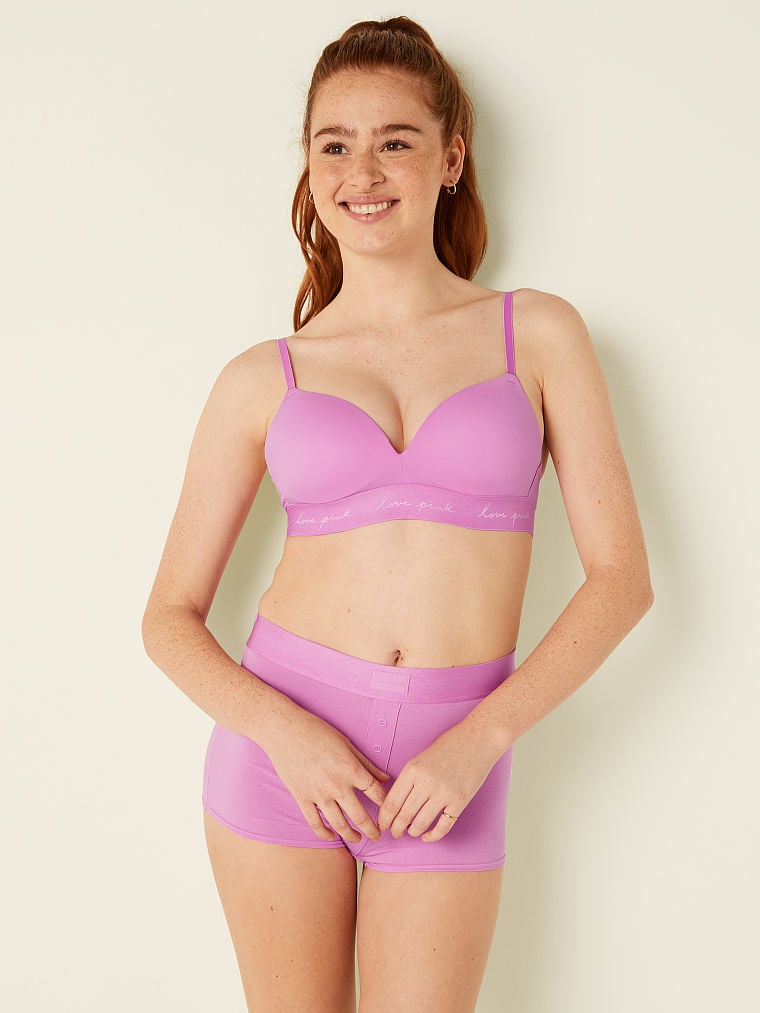 Бюстгальтер безкаркасний з пуш ап Victoria's Secret Pink Wear Everywhere Push-up Wireless Bra 75B Рожевий (18584667)