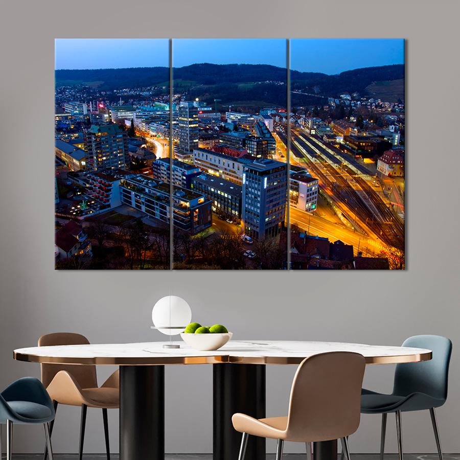 Картина город Вечер над городом Йена в Германии 128x81 см (A713-3)