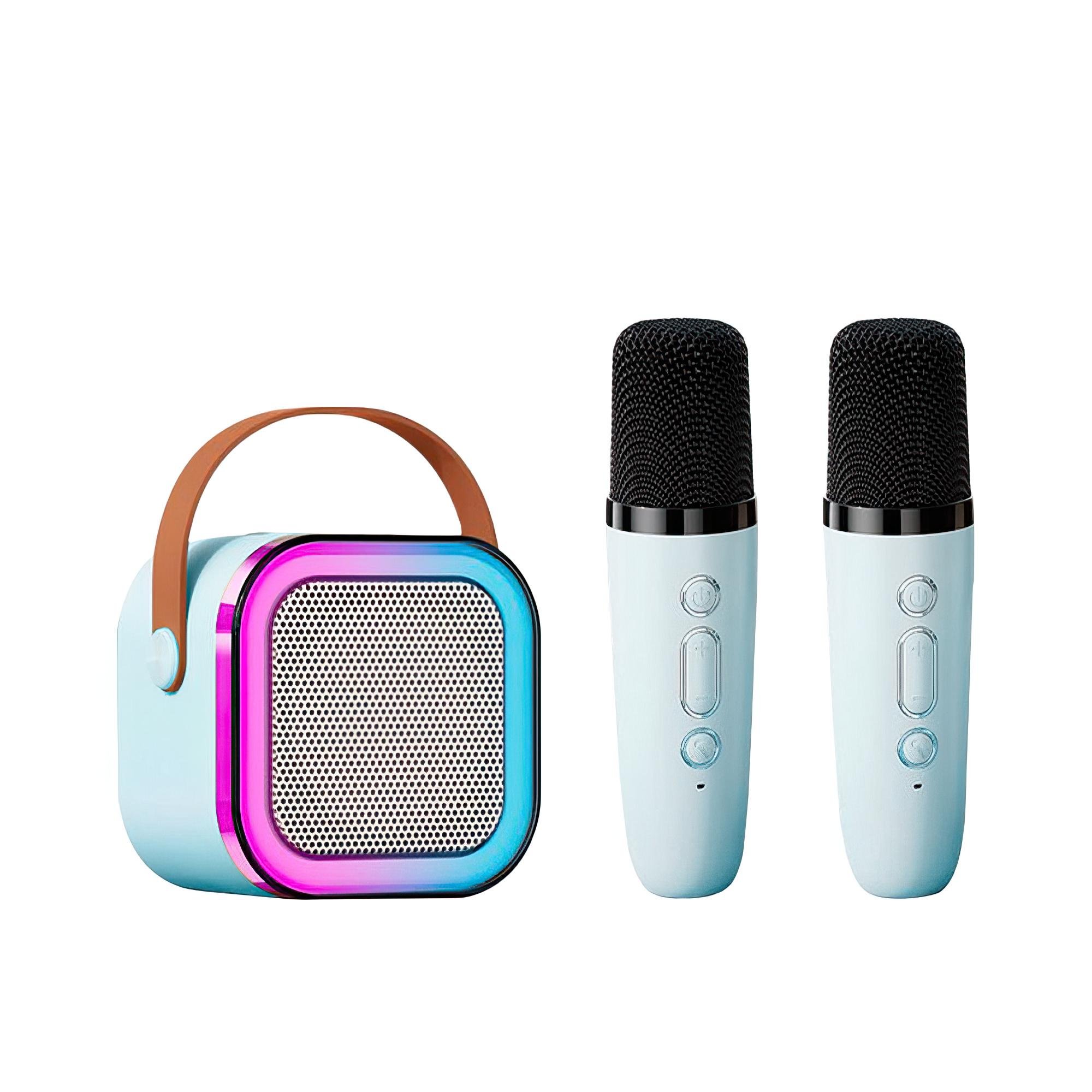 Детское караоке с 2-мя микрофонами K12 Bluetooth колонка с RGB подсветкой Голубой (509) Детское караоке с 2-мя микрофонами K12 Bluetooth колонка с RGB подсветкой Голубой (509)
