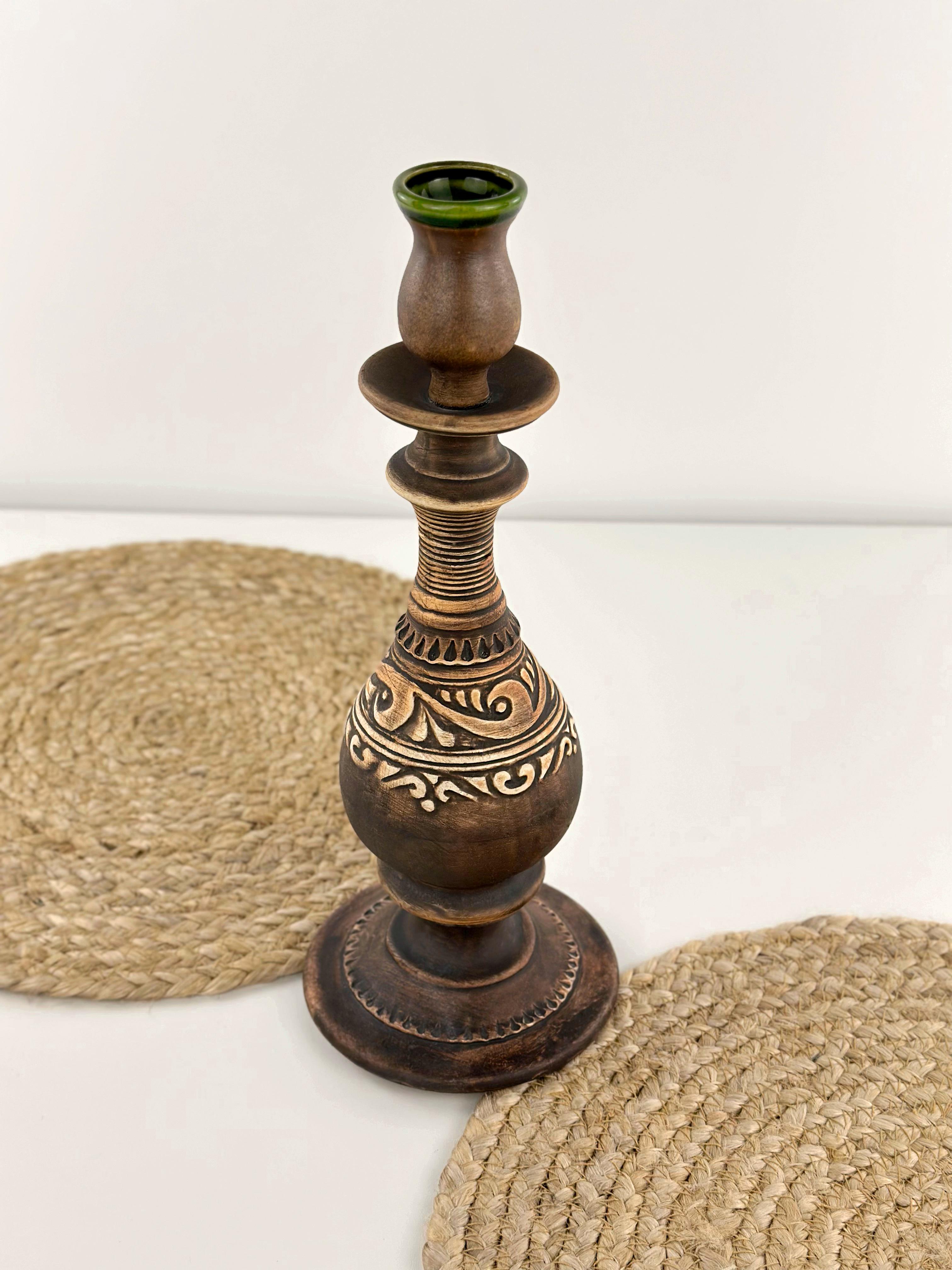 Подсвечник для дома глиняный Гражда 36 см Коричневый (17015-4)