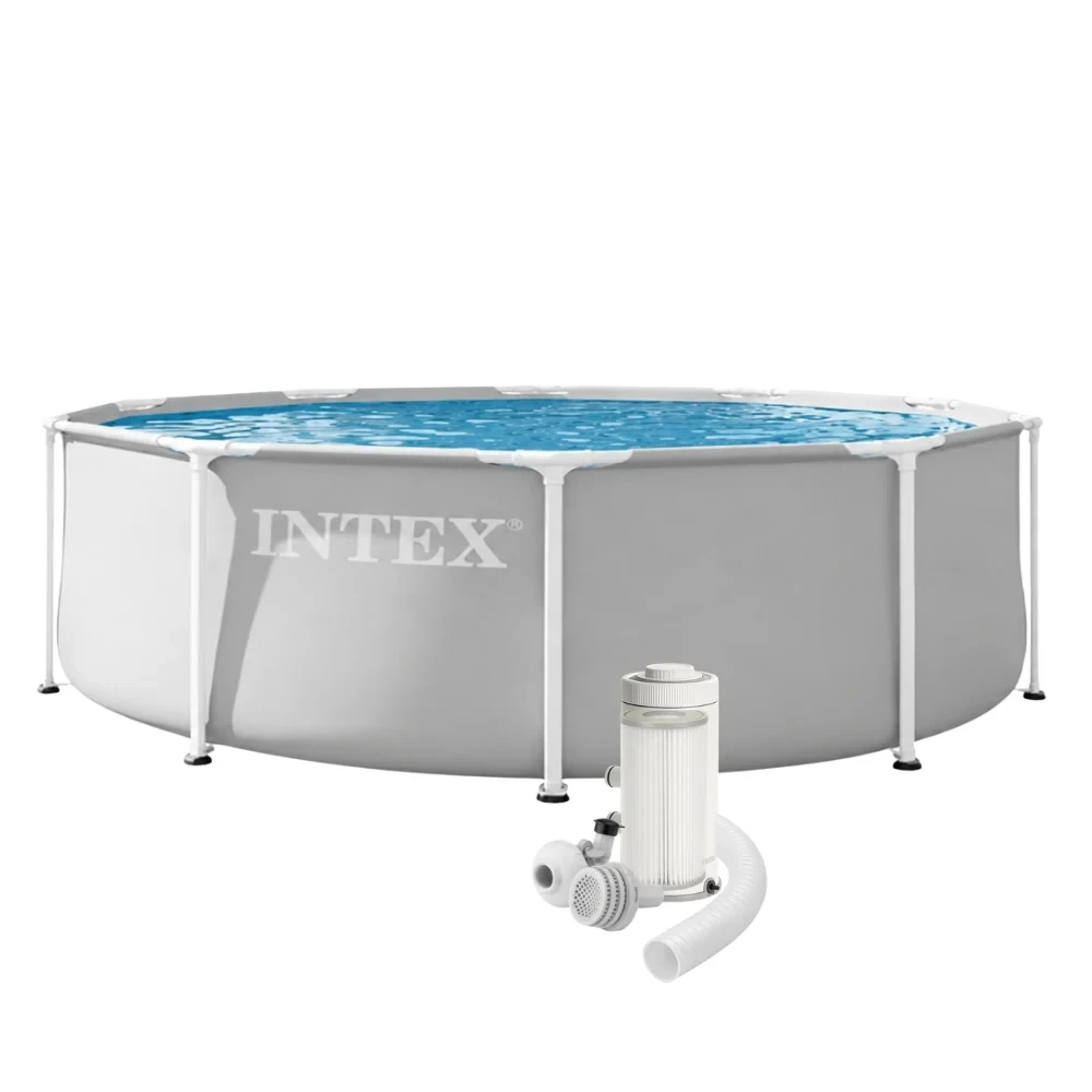 Бассейн каркасный Intex 26706 Prism Frame с фильтр-насосом 2006 л/ч 305х99 см Серый (147-9-26706)