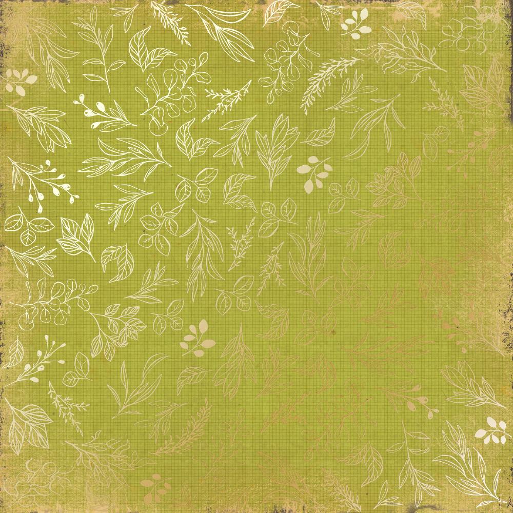 Лист бумаги односторонний Golden Branches с фольгированием 30,5х30,5 см Light Green