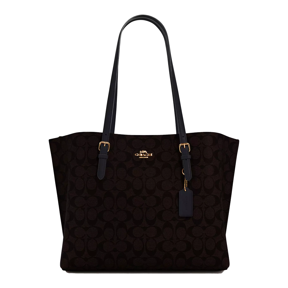 Сумка женская Coach Mollie Tote Bag In Signature Canvas Gold/Brown Black (CH02)