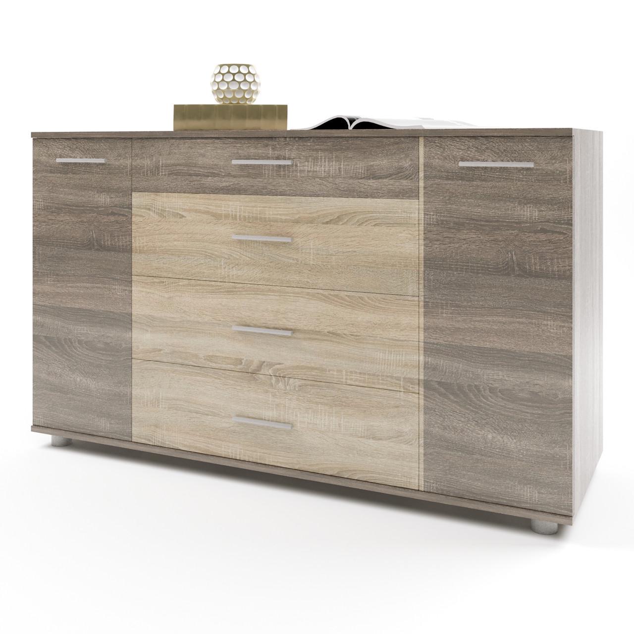 Комод для гостиной Эверест Бриз К-6 130х38х72,5 см Сонома/Трюфель (DTM-2034)