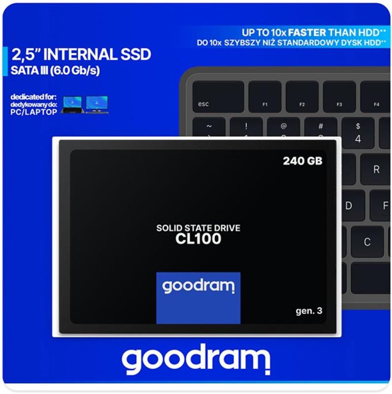 Накопичувач SSD Goodram 240 GB CL100 GEN.3 2,5" SATAIII 3D TLC (SSDPR-CL100-240-G3) - фото 4