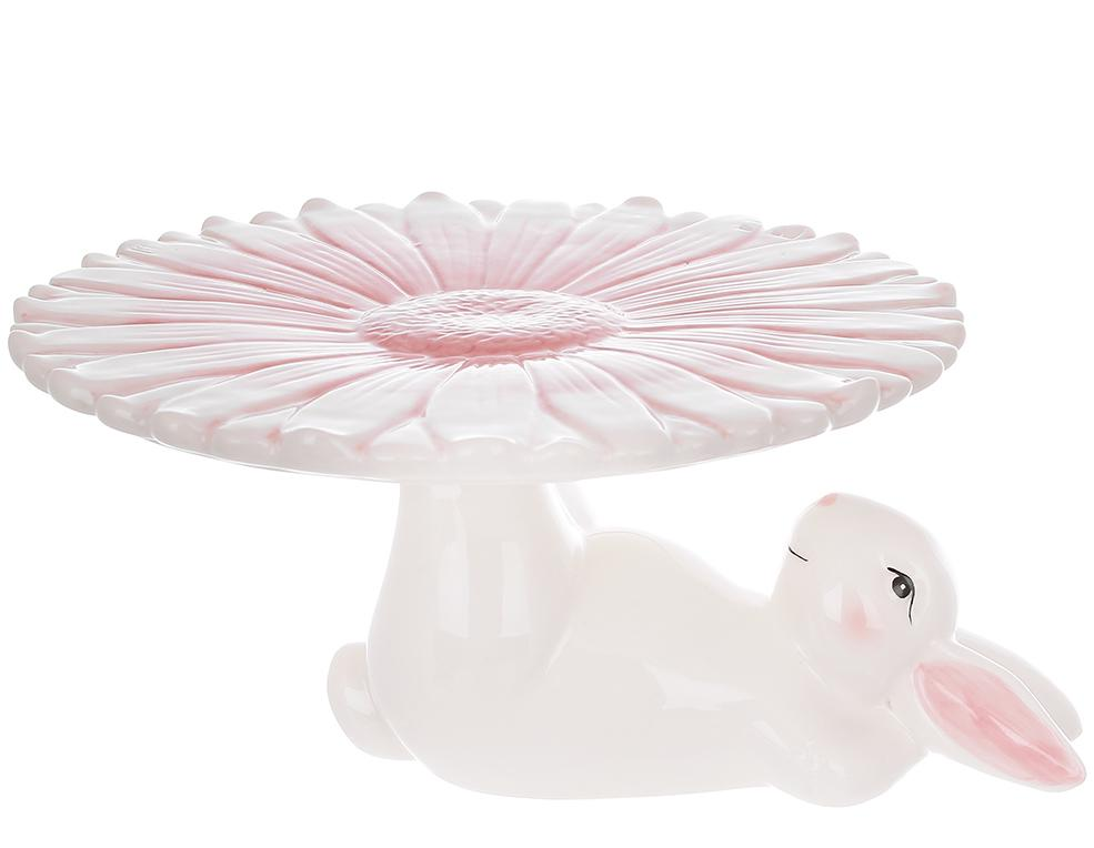 Подставка для кулича/торта керамическая Кролик с ком D22,8x12 см (733-581)