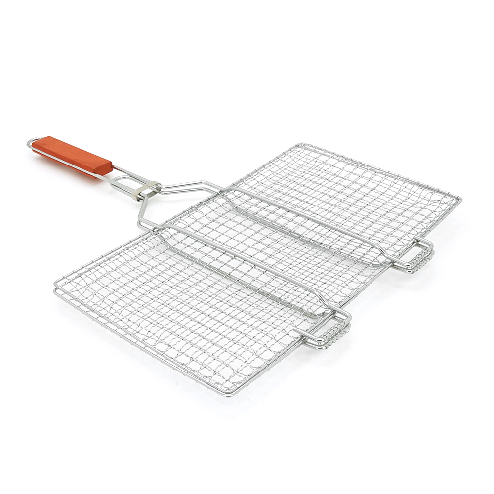 Решетка-гриль металлическая/деревянная ручка 42x25x58 см (26839099)