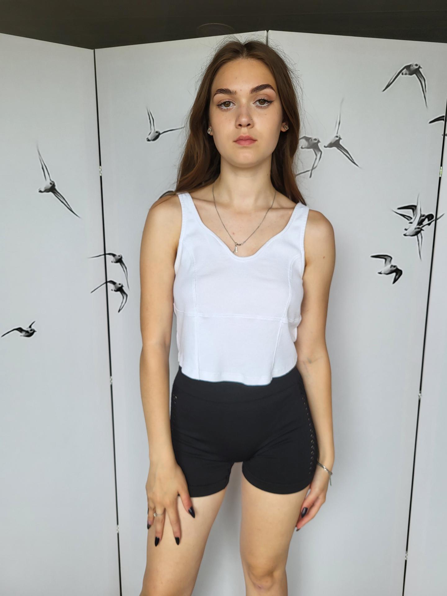 Топ у рубчик з імітацією корсету стрейчевий Only L Білий (11189) - фото 3