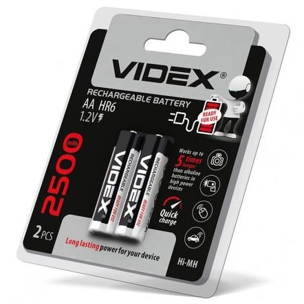 Аккумулятор Videx AA/LR6 1,2V Ni-MH 2500 mAh 2 шт. (000022153)