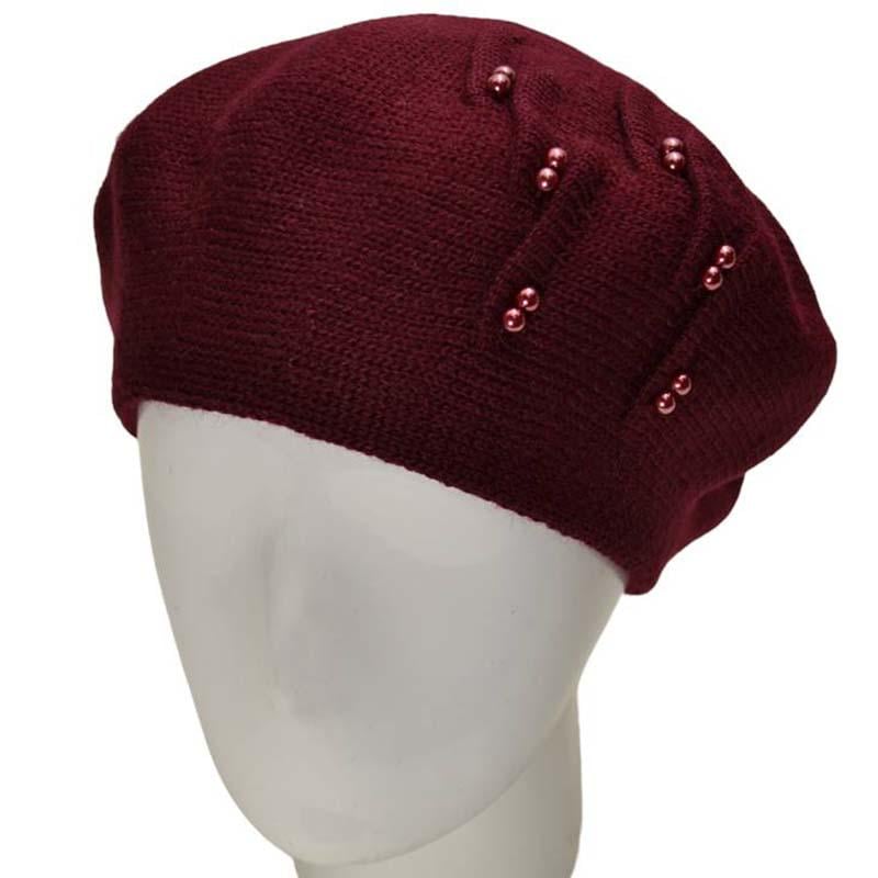 Берет женский Lirus Рябина двойной шерстяной Бордовый (111412)
