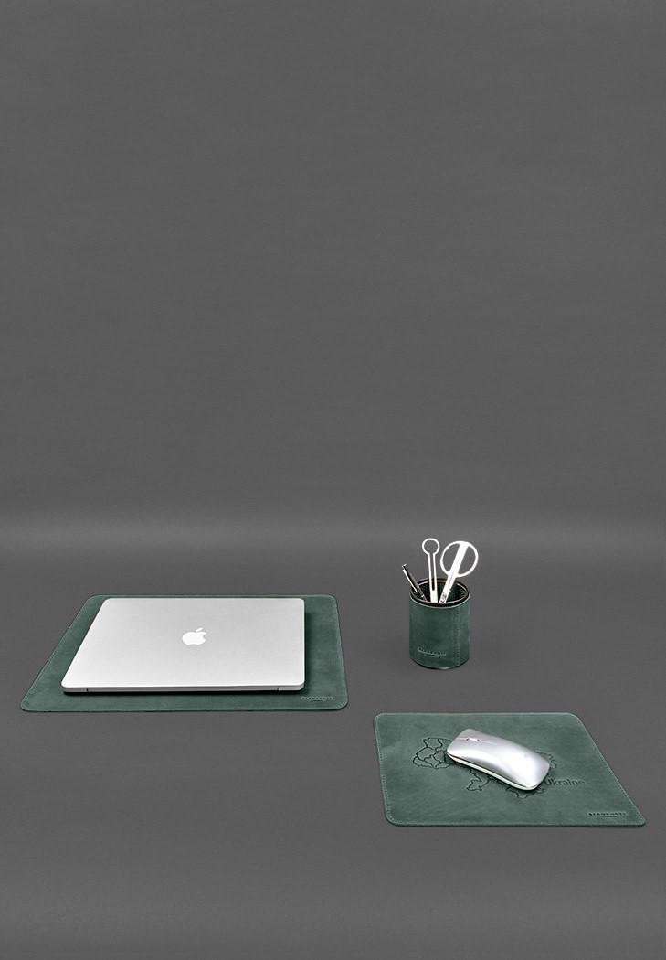 Набор настольный из натуральной кожи 5.0 с картой Украины Crazy Horse Зеленый (A-028352) - фото 4 Набор настольный из натуральной кожи 5.0 с картой Украины Crazy Horse Зеленый (A-028352) - фото 4