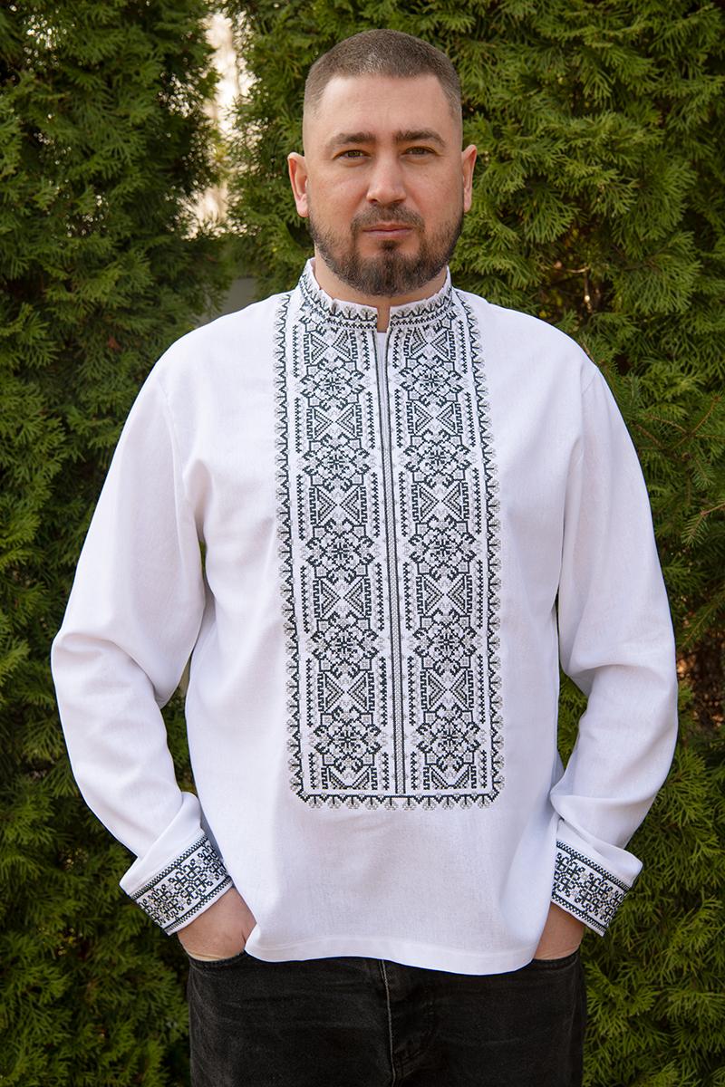 Вышиванка мужская льняная с длинным рукавом 5XL Белый (2567594584)