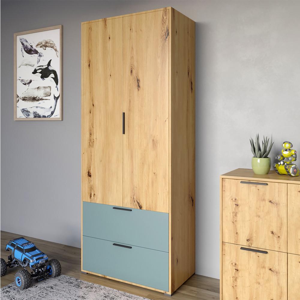 Шкаф распашной двухдверный Lion Краш с 2 ящиками Дуб артизан/Гранит серый (Lion-044018) - фото 1 Шкаф распашной двухдверный Lion Краш с 2 ящиками Дуб артизан/Гранит серый (Lion-044018) - фото 1