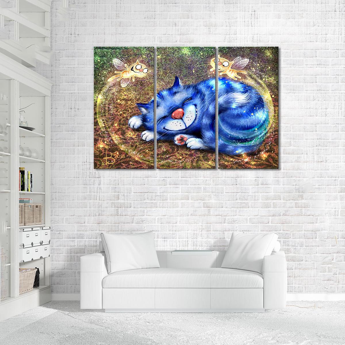 Модульная картина Котофеечки сладких снов 3 модуля 70x105 см