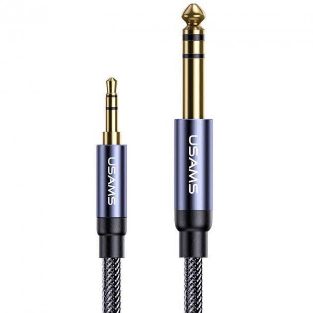 Аудио кабель Usams AUX 3,5 мм на 6,35 мм Aluminum Alloy Audio Cable US-SJ539 120 см Black (e033dd2f)