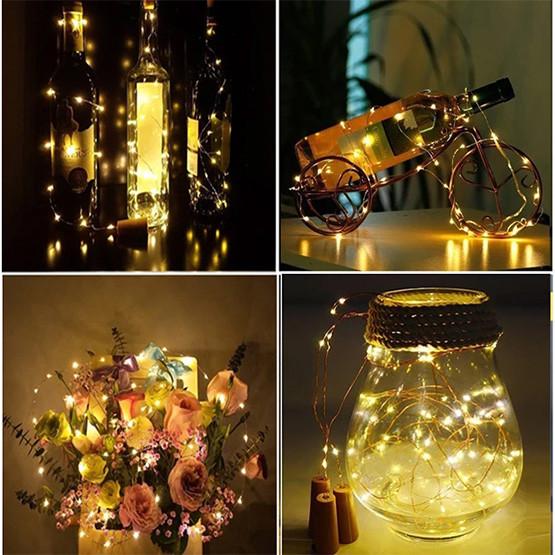 Гирлянда нить на батарейках Роса с пробкой 10LED тепло-белый свет - фото 3