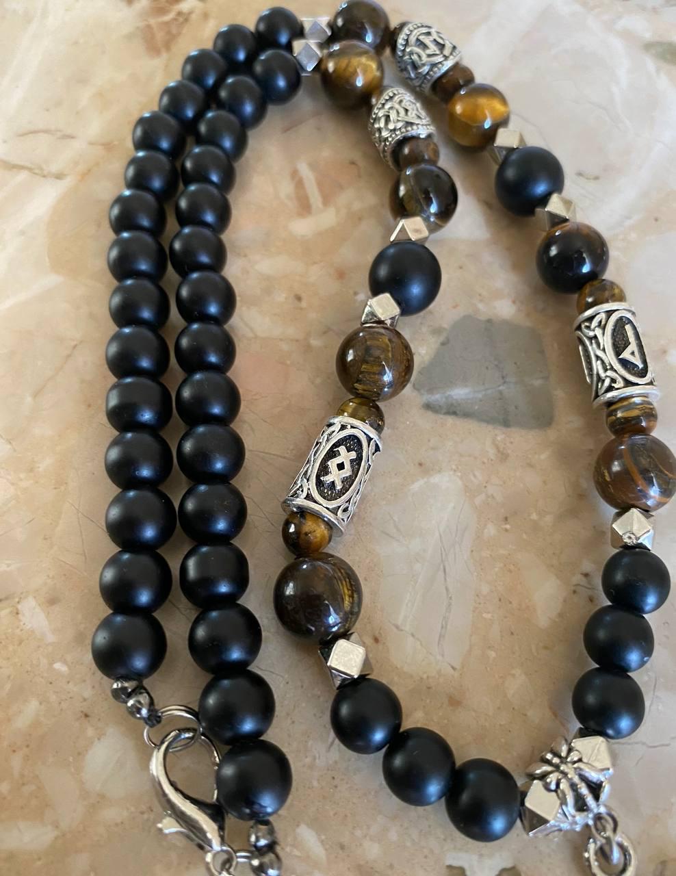 Кольє LITAURS із натурального каміння і металевими вставками доповнений кулоном тризуб герб України (250301) - фото 2 Кольє LITAURS із натурального каміння і металевими вставками доповнений кулоном тризуб герб України (250301) - фото 2