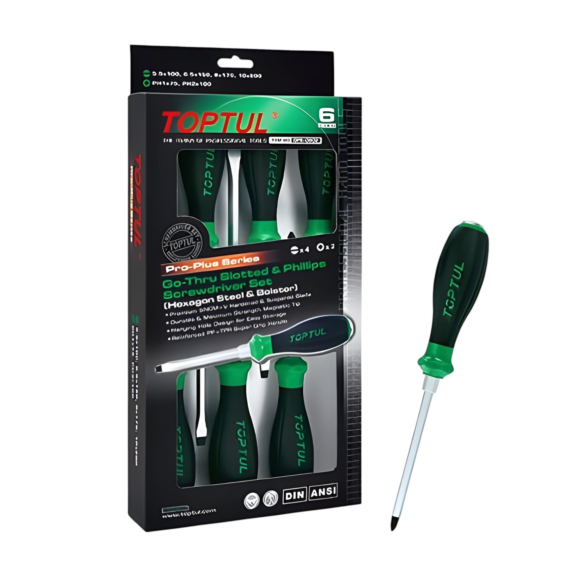 набор отверток Toptul GFE-0801 серии PRO-PLUS SERIES PH SL 8 ед. Зеленый (147-112-GFE-0801)