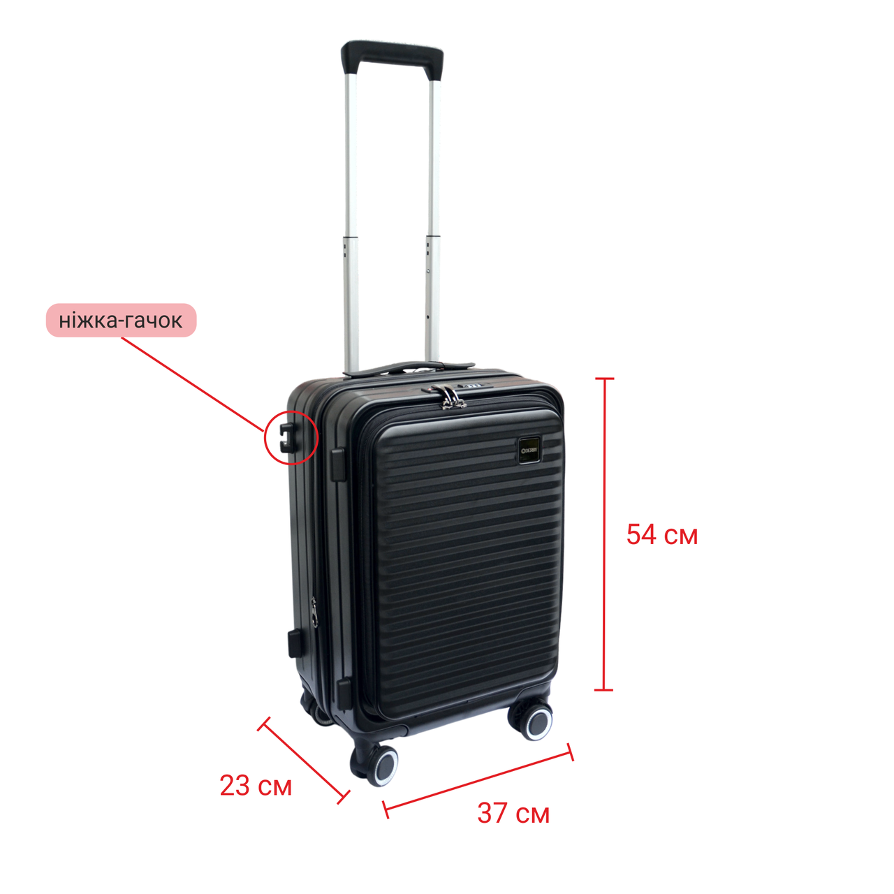 Чемодан ручная кладь Derby 092401/20 с фронтальным открытием замок TSA с отделом для ноутбука Black (2447983469) - фото 3 Чемодан ручная кладь Derby 092401/20 с фронтальным открытием замок TSA с отделом для ноутбука Black (2447983469) - фото 3