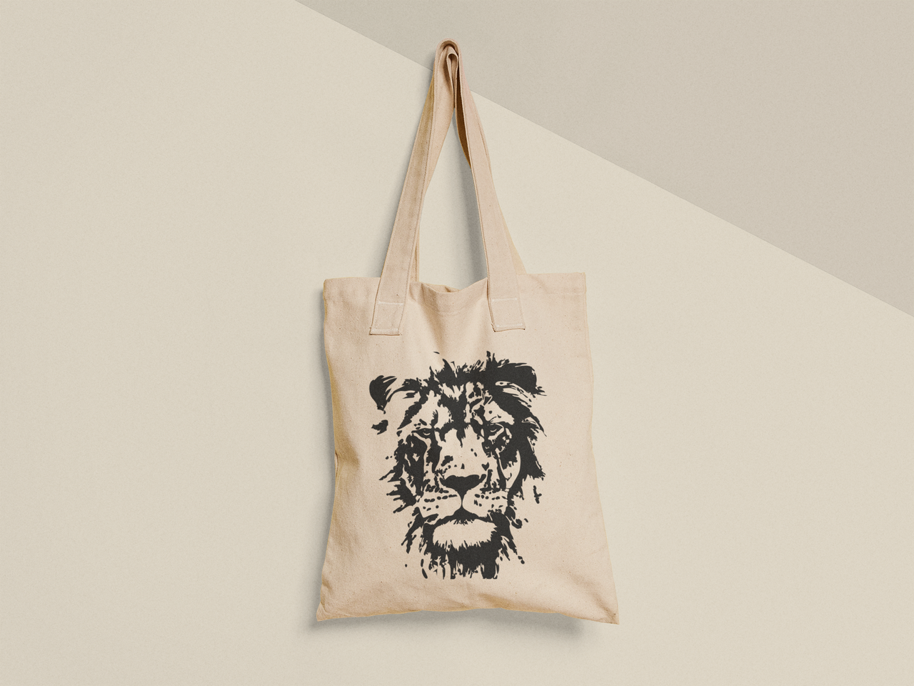 Эко-сумка шоппер с принтом Лев 38х40 см Бежевый (ПН446-Т)