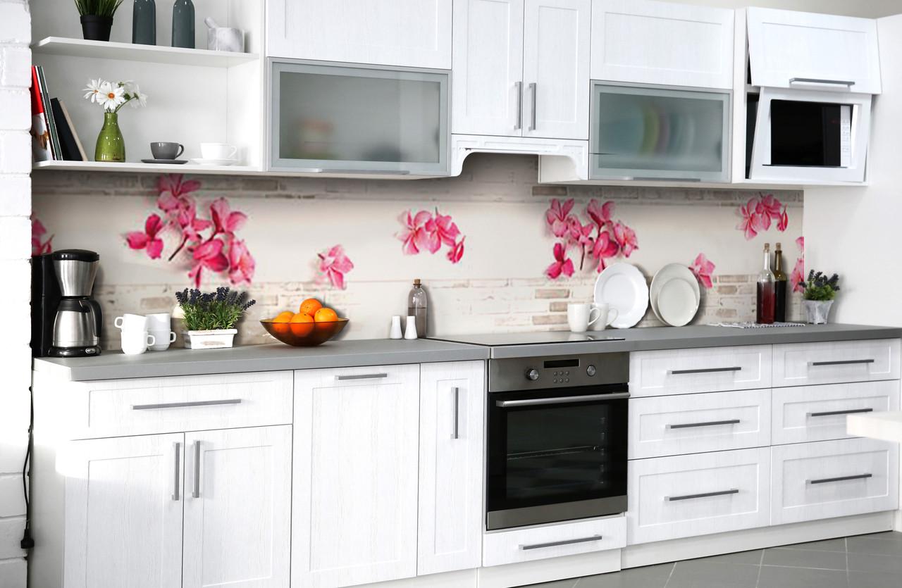 Кухонный фартук Кирпичная кладка из самоклеющейся виниловой пленки 60х250 см Розовый