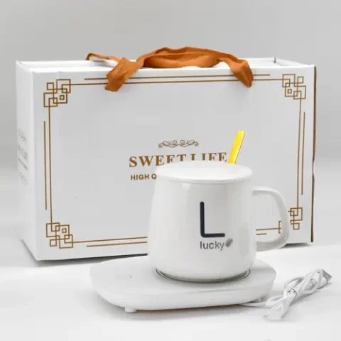 Чашка на підставці з підігрівом Stenson YG01317 L 400 мл Білий (2665899810)