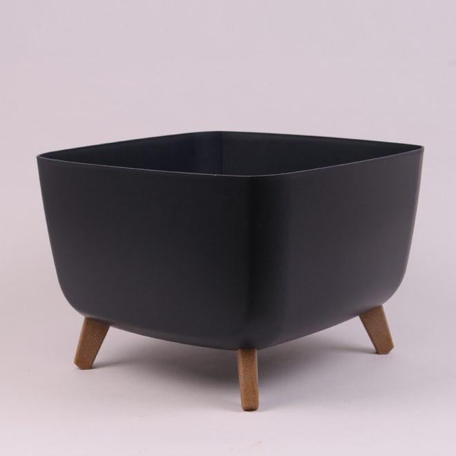 Горшок пластиковый Flora Gracia Square на ножках 38,5x38,5 см Антрацитовый (93412)