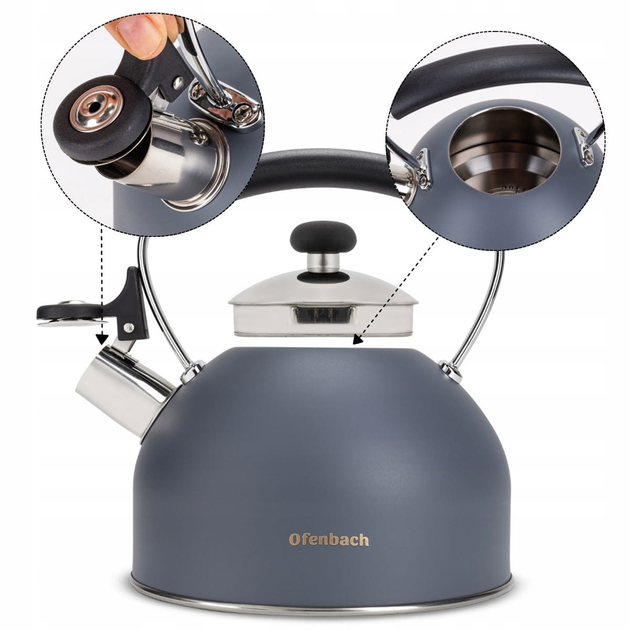 Чайник Ofenbach нержавіюча сталь зі свистком 2200 мл (100324) - фото 5 Чайник Ofenbach нержавіюча сталь зі свистком 2200 мл (100324) - фото 5