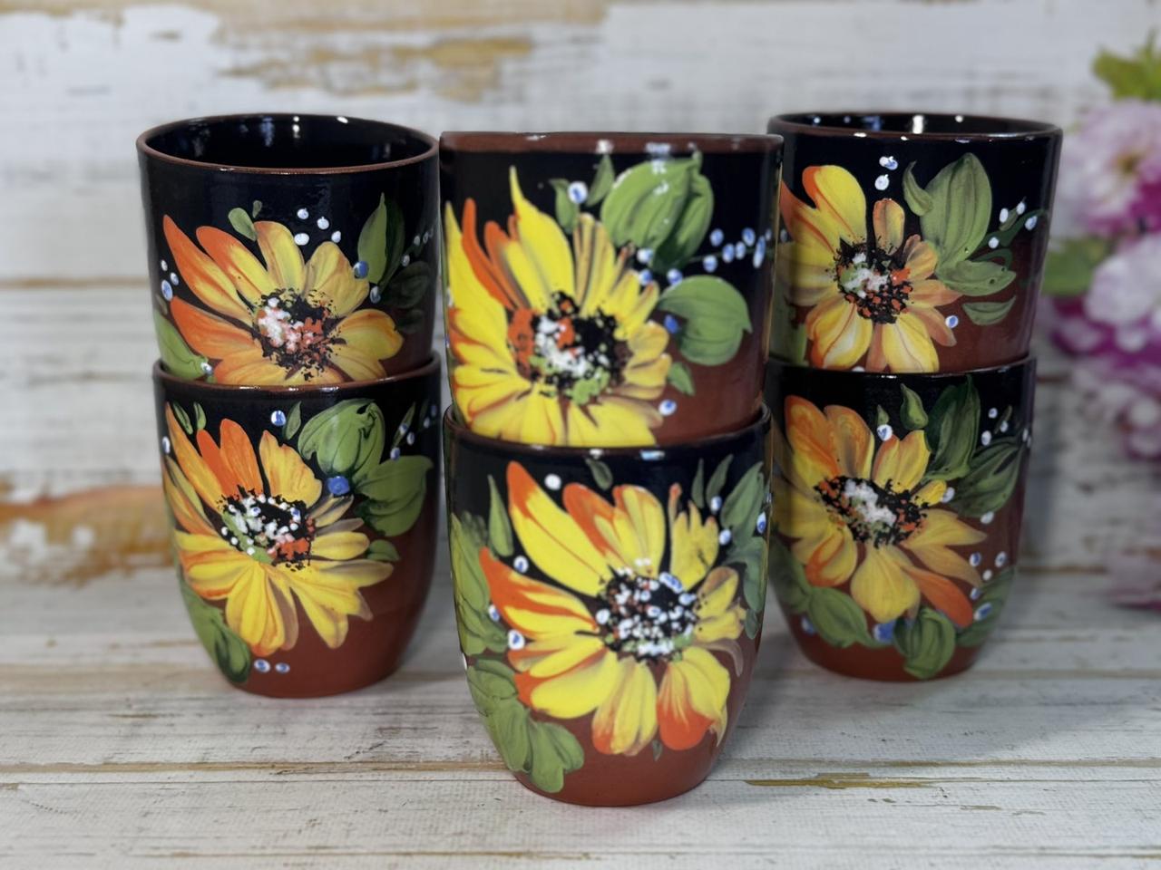 Стакан керамический Подсолнух с ручной росписью 300 мл (2703244792) - фото 2 Стакан керамический Подсолнух с ручной росписью 300 мл (2703244792) - фото 2