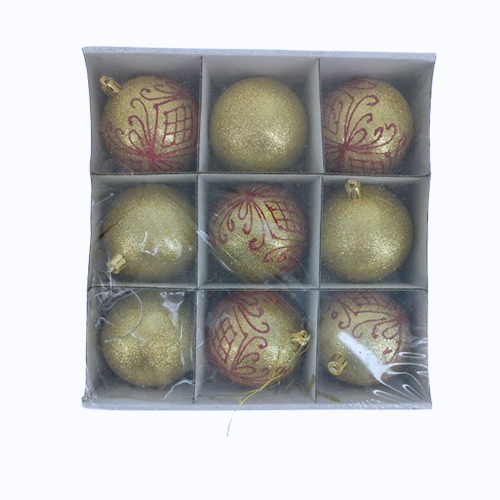 Елочные новогодние шарики МАГІЧНА-НОВОРІЧНА d 8 см 9 шт. Gold (M47878)