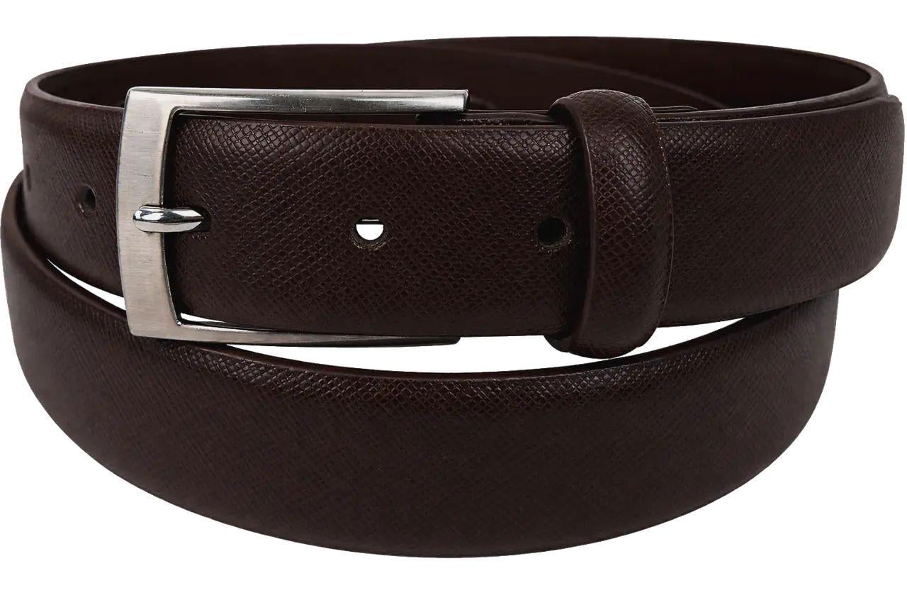 Ремінь чоловічий WBL Trading натуральна шкіра 114х3,3 см Темно-коричневий (8720604125481)