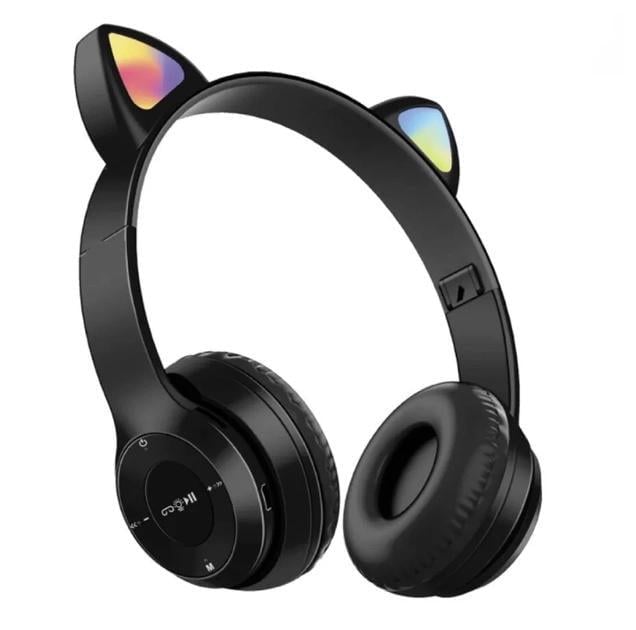Наушники Bluetooth Ушки CATear LED RGB беспроводные Черный (P47M-Black) - фото 1 Наушники Bluetooth Ушки CATear LED RGB беспроводные Черный (P47M-Black) - фото 1