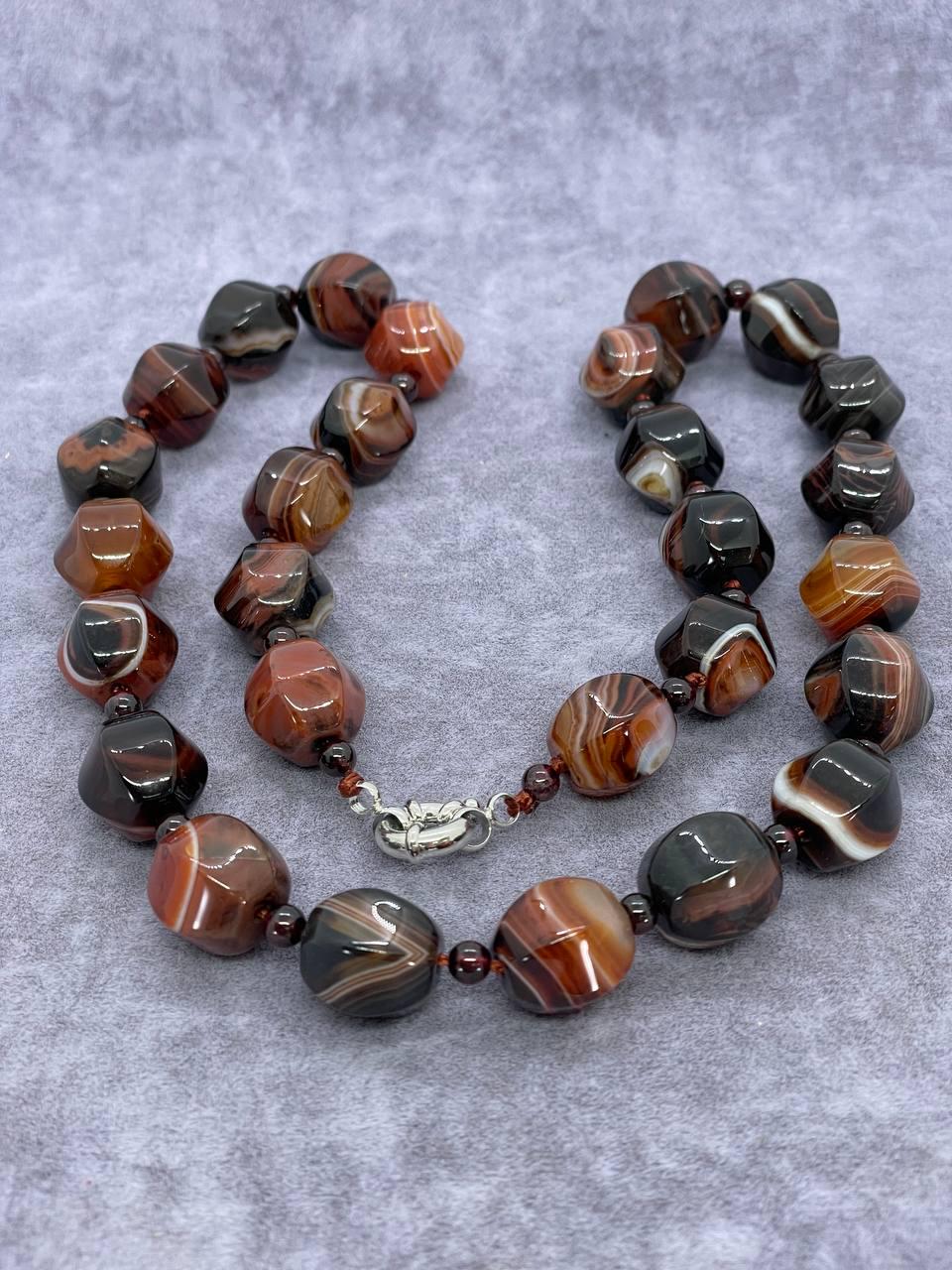 Бусы агат 50 см Коричневый (1224)