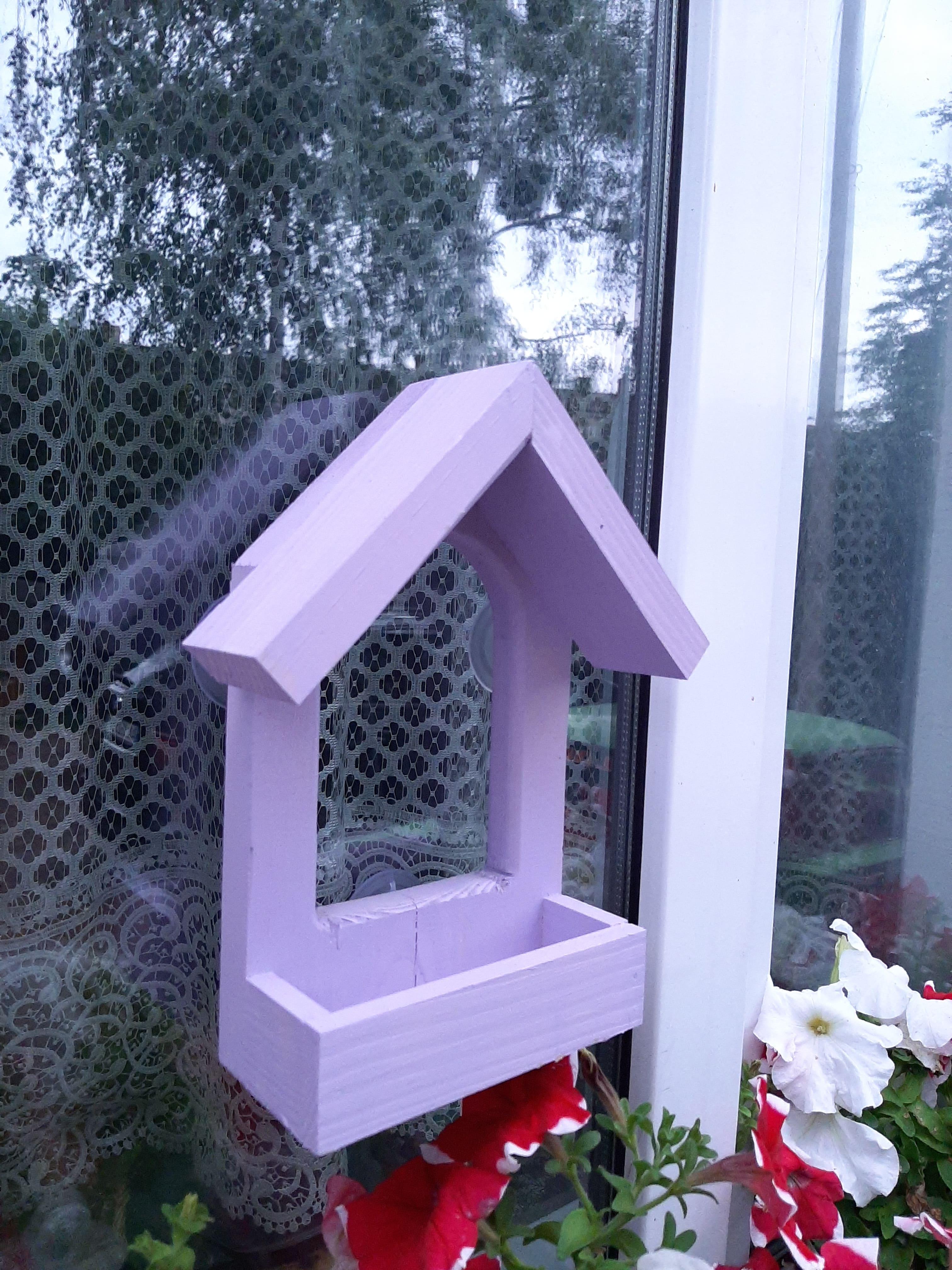 Годівничка для птахів на вікно House_for_birds Балкон фіолетовий