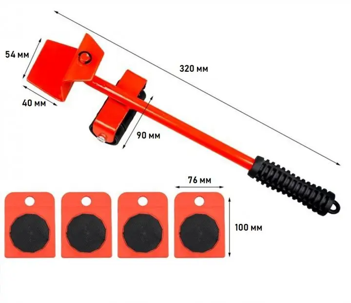 Набор Furniture Mover Rollers для перемещения мебели и тяжелых предметов - фото 4