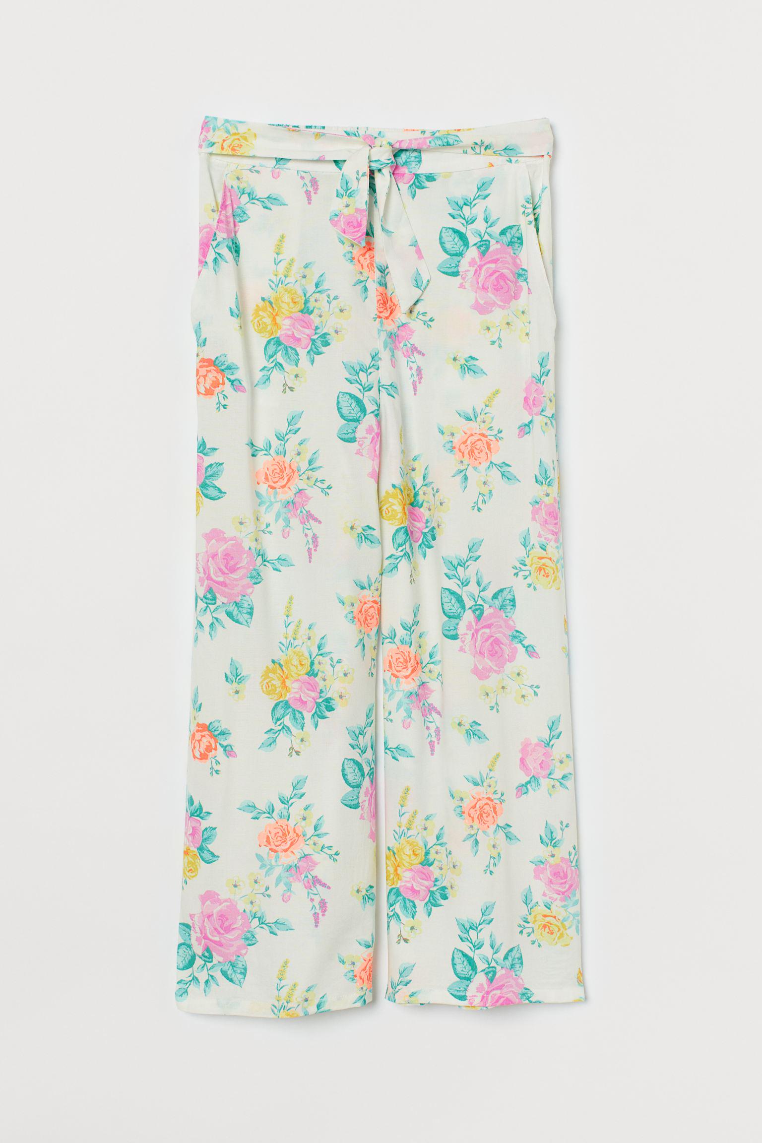 Брюки H&M цветы 158 см Белый (18048060101)