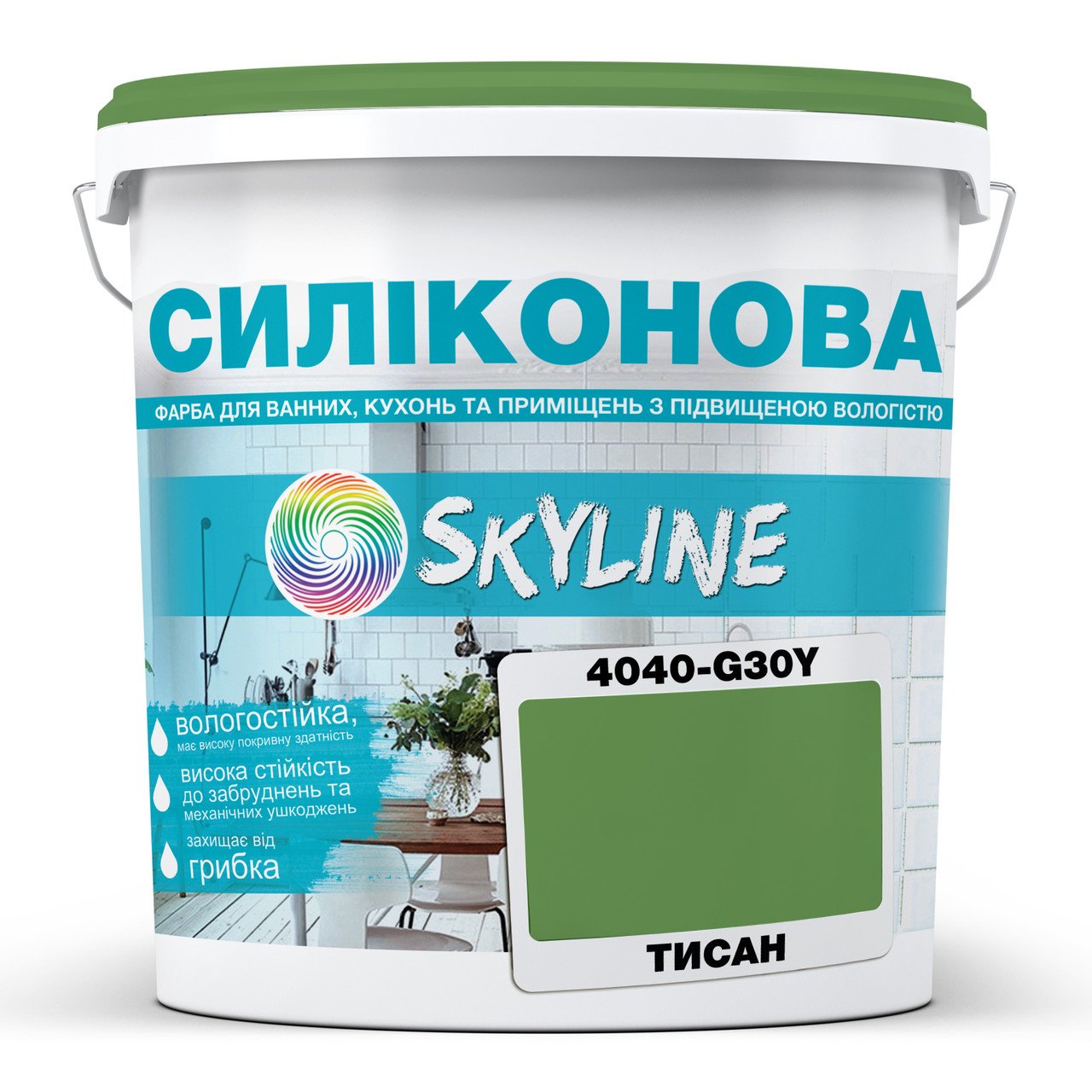 Фарба для вологих приміщень Skyline 4040-G30Y (C) 3 л Тисан (686b90ace1a1ec59497f9df3) Фарба для вологих приміщень Skyline 4040-G30Y (C) 3 л Тисан (686b90ace1a1ec59497f9df3)