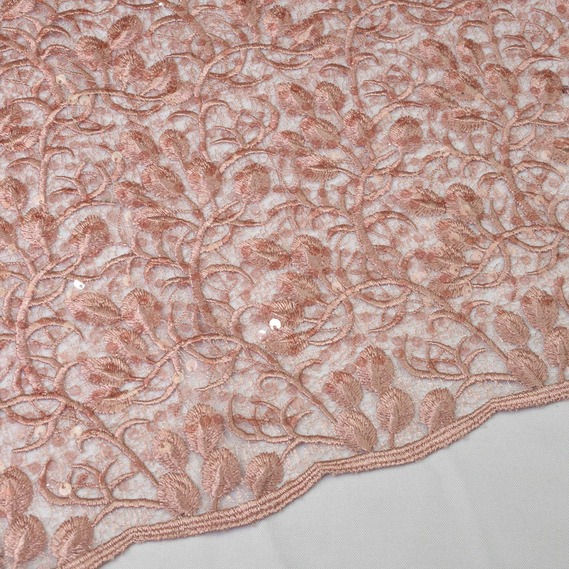 Ткань гипюр-пайетка IDEIA Микаэлла 1,3 м Чайная роза (2200004180090)