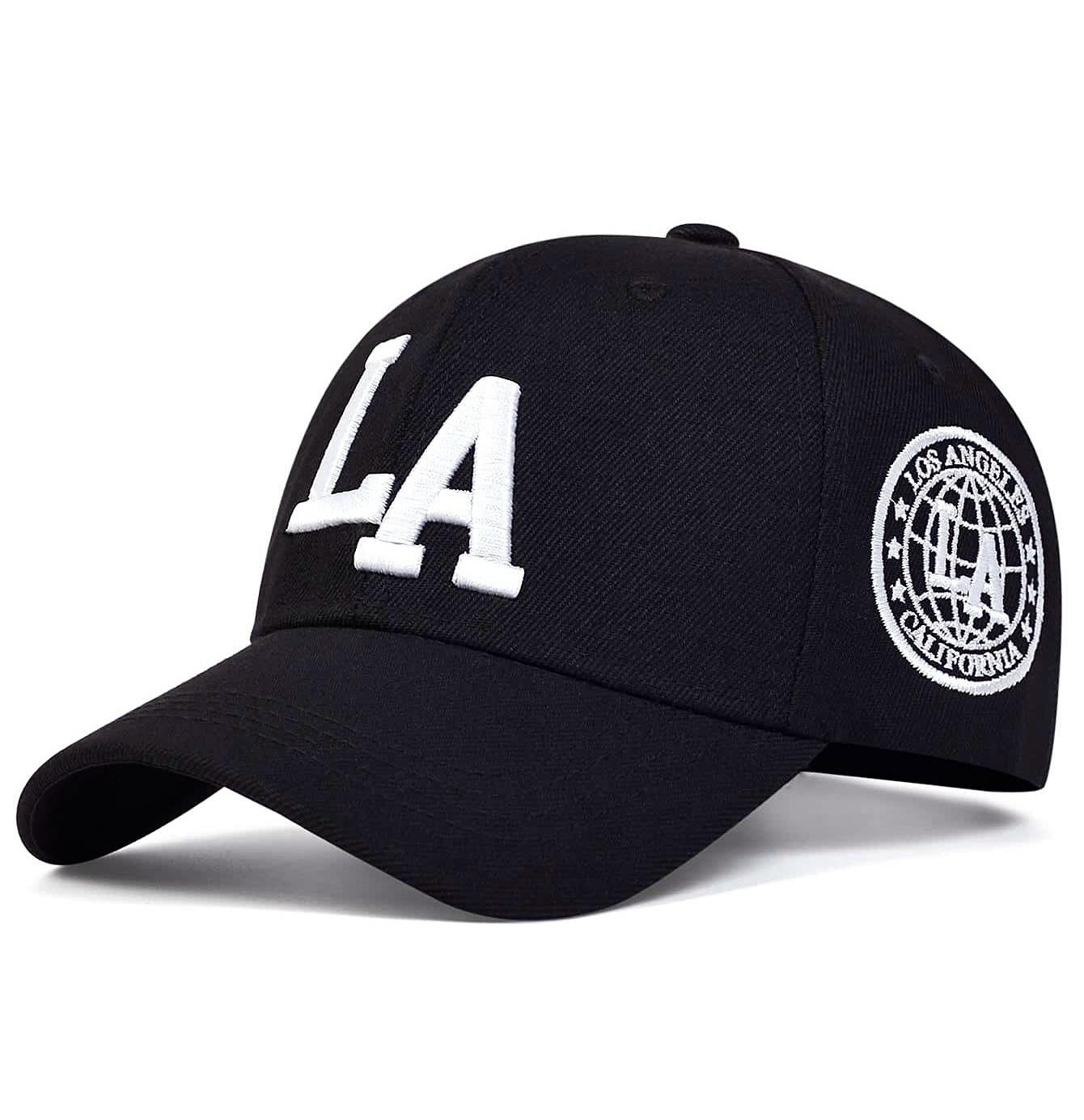 Кепка бейсболка Wuke логотип Los Angeles с изогнутым козырьком унисекс one size Черный