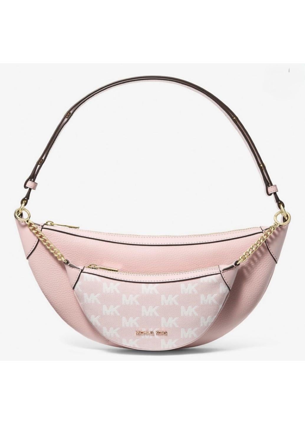 Сумка Michael Kors Hollis Medium 2-in-1 Pebbled Leather and Logo Jacquard Shoulder Bag (35S5G4WL6J)