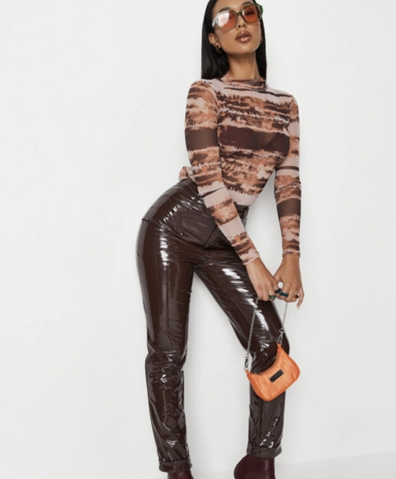 Топ женская сетка Missguided 304 с принтом S Коричневый (304)