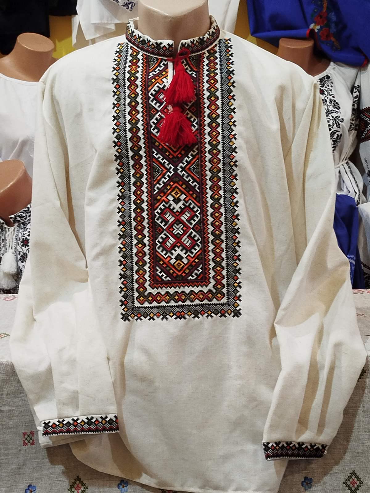 Комплект сукня та сорочка Гуцульський узір на льоні р. 60 Світло-бежевий