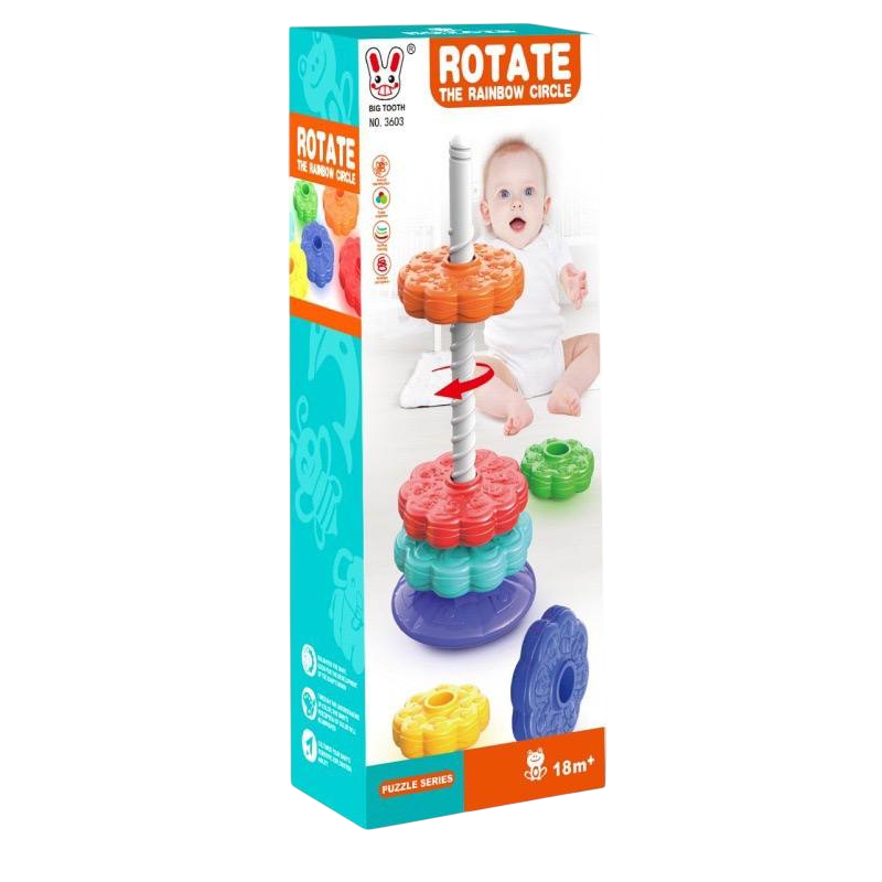 Пирамидка мега детская развивающая Fun Game 3603 винтовая тактильная с шестернями (2433674243)