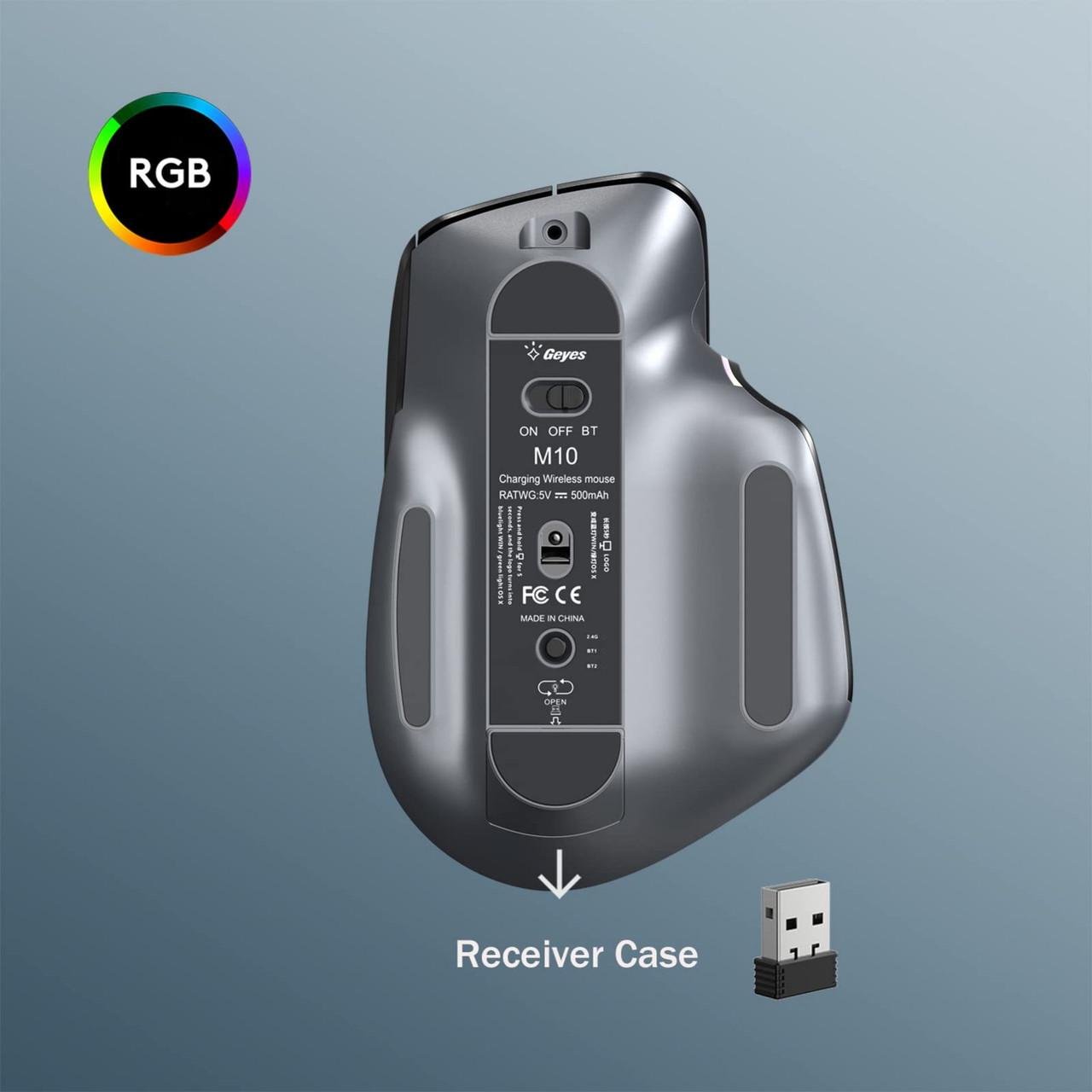 Миша бездротова Gamous M10 Bluetooth ігрова безшумна з акумулятором та підсвічуванням 2,4G Black - фото 4