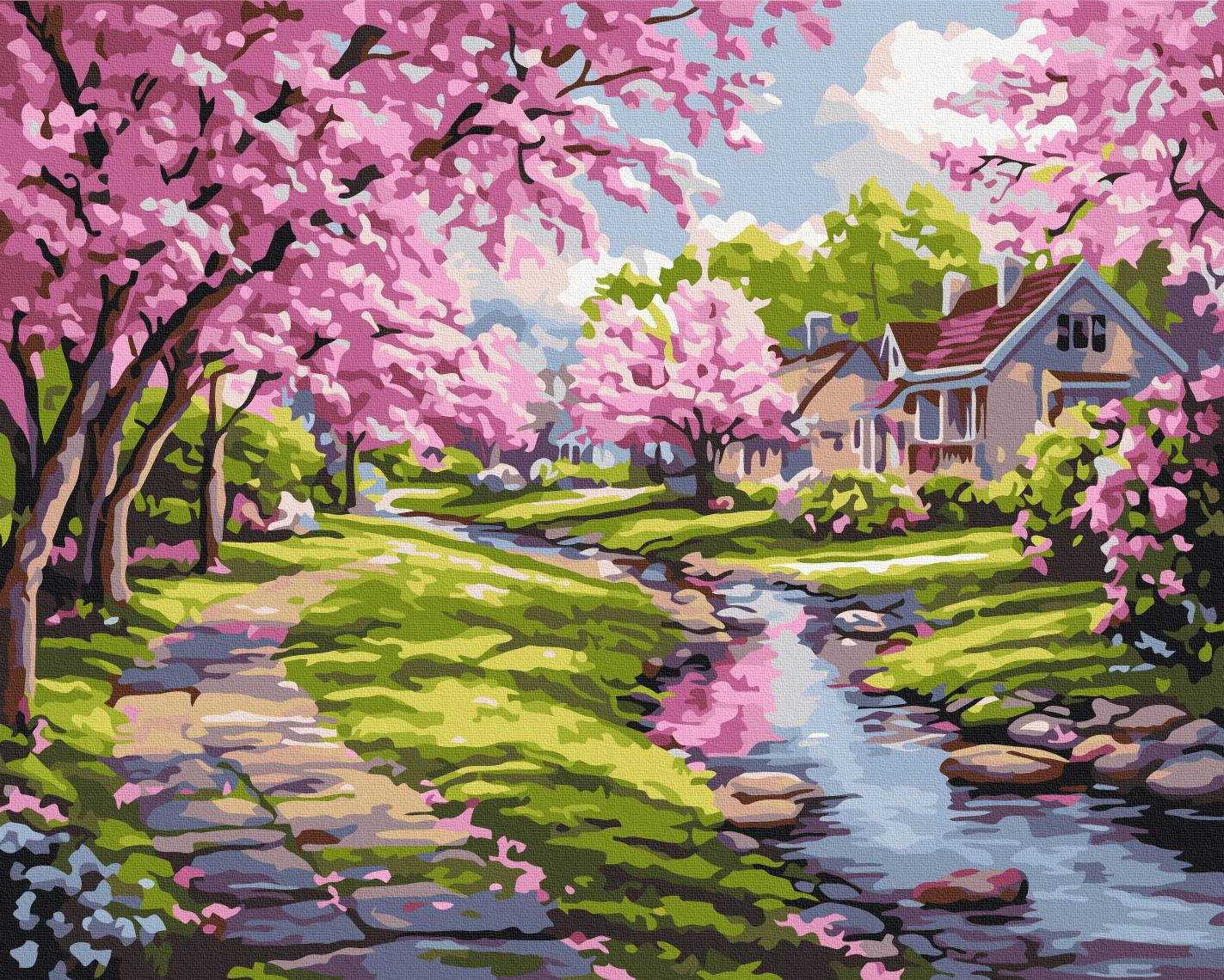 Картина по номерам Brushme Сакура возле дома 40x50 см (BS54231) Картина по номерам Brushme Сакура возле дома 40x50 см (BS54231)