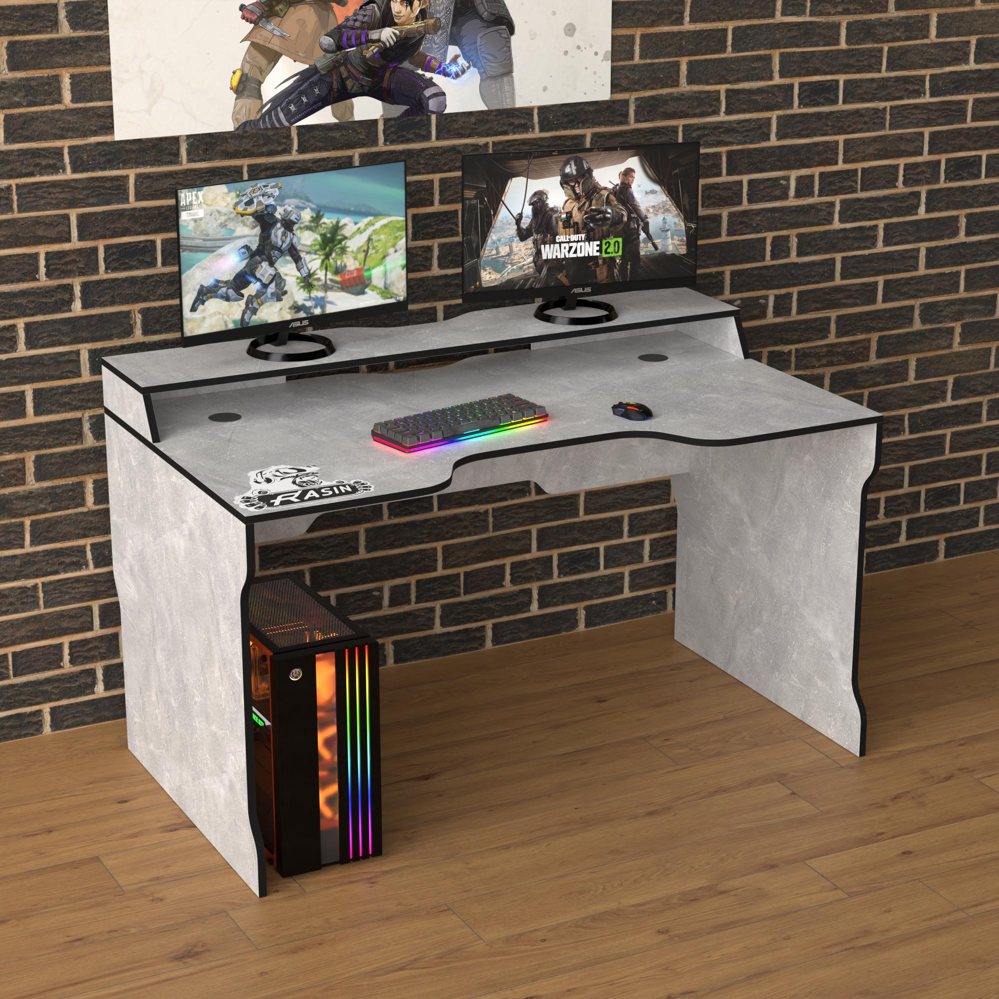 Стол геймерский эргономичный с надстройкой Zeus Rasin RS-22 из ЛДСП Индустриал-черный (RS-23) - фото 4 Стол геймерский эргономичный с надстройкой Zeus Rasin RS-22 из ЛДСП Индустриал-черный (RS-23) - фото 4