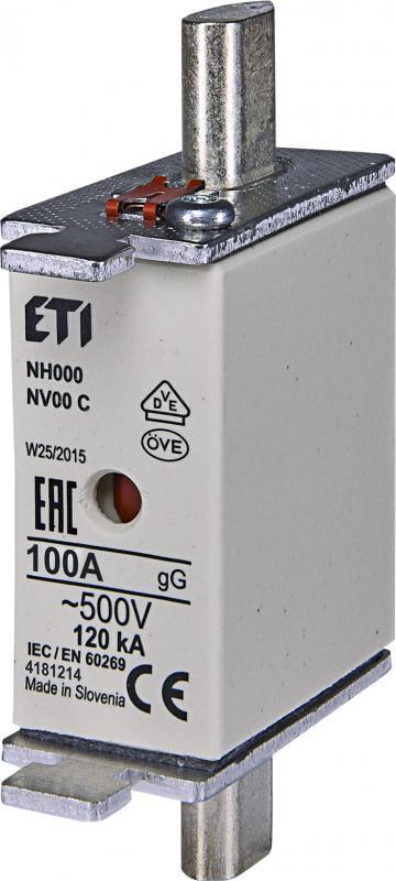 Предохранитель ножевой ETI KOMBI NH000 125A gG с плавкой вставкой (4181215)