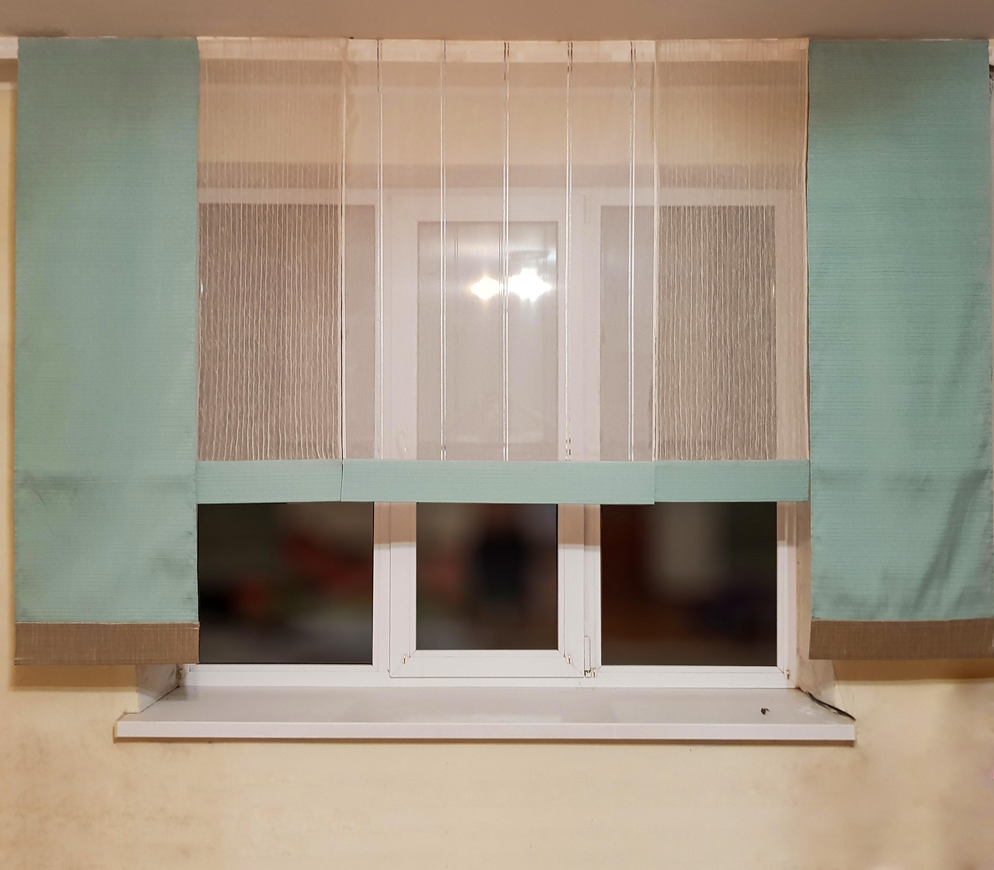 Комплект панельных занавесок Firanka Line карниз 235 см 5 шт. Бирюзовый (15_2п)