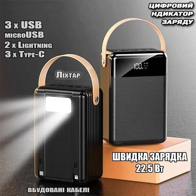 Повербанк LENYES PX891 Power Bank 80000 mAh с быстрой зарядкой и фонариком - фото 6